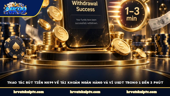 THAO TÁC RÚT TIỀN NK99 VỀ TÀI KHOẢN NGÂN HÀNG VÀ VÍ USDT TRONG 1 ĐẾN 3 PHÚT